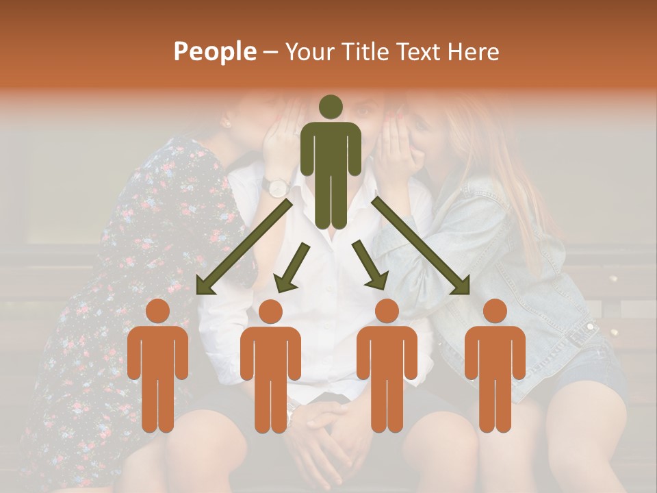 A Group Of Three People Sitting On A Bench PowerPoint Template