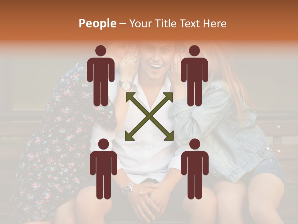 A Group Of Three People Sitting On A Bench PowerPoint Template