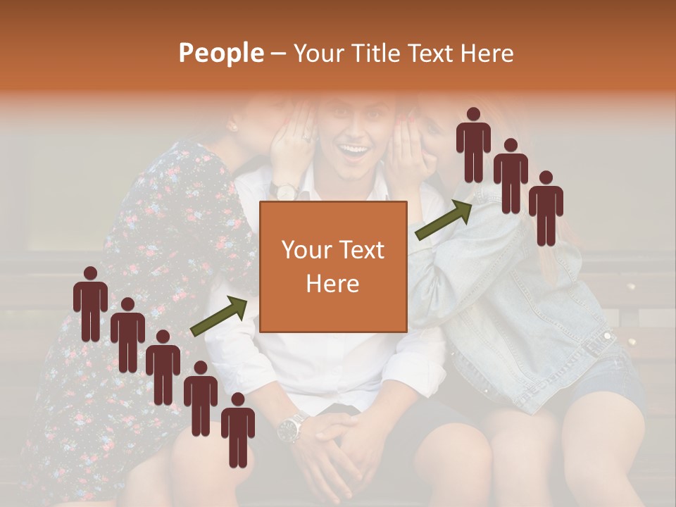 A Group Of Three People Sitting On A Bench PowerPoint Template