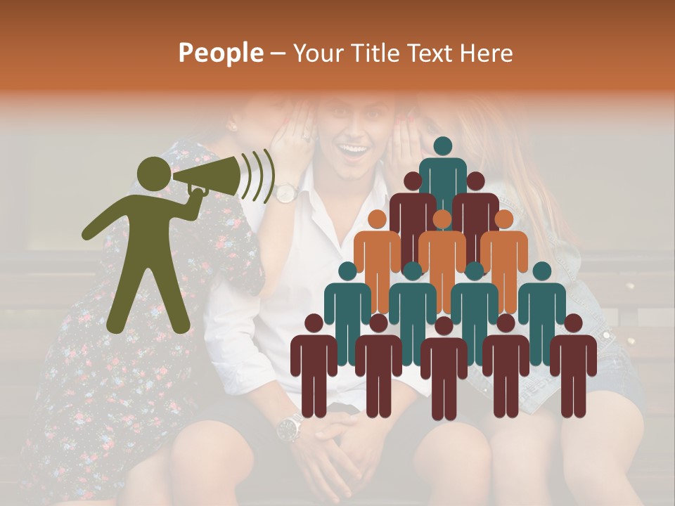 A Group Of Three People Sitting On A Bench PowerPoint Template