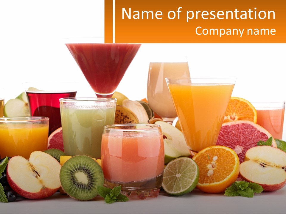 A Table Topped With Lots Of Different Types Of Juice PowerPoint Template