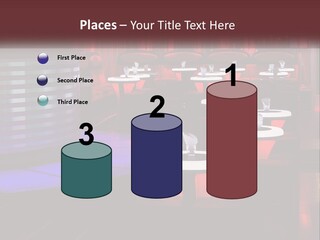 A Restaurant With Tables And Chairs With Red Lighting PowerPoint Template