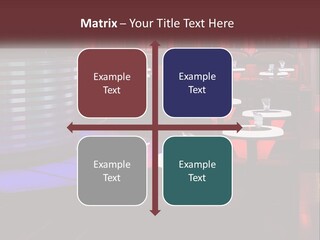 A Restaurant With Tables And Chairs With Red Lighting PowerPoint Template