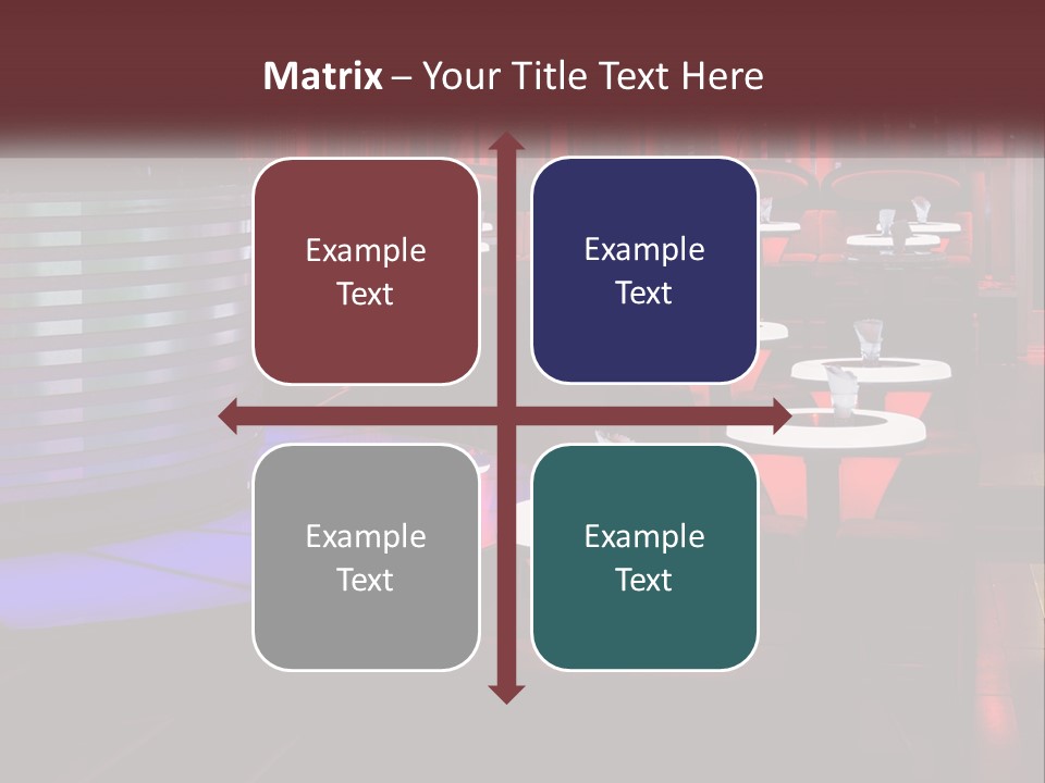 A Restaurant With Tables And Chairs With Red Lighting PowerPoint Template