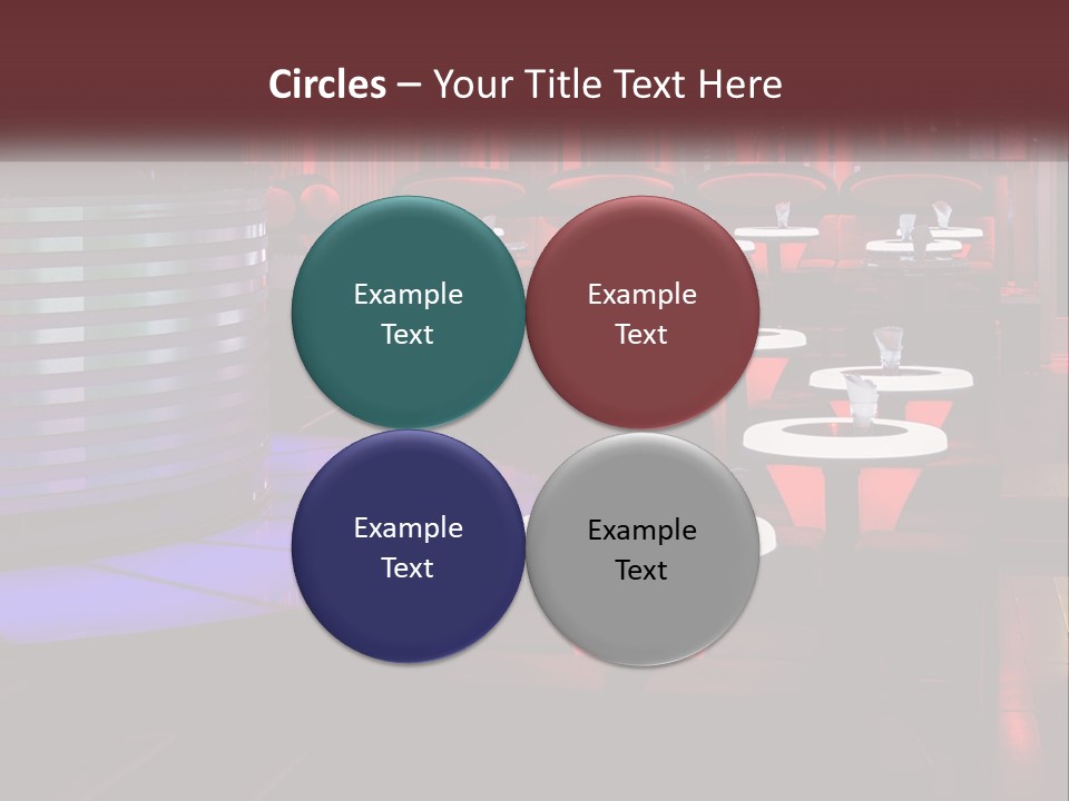 A Restaurant With Tables And Chairs With Red Lighting PowerPoint Template