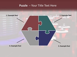 A Restaurant With Tables And Chairs With Red Lighting PowerPoint Template