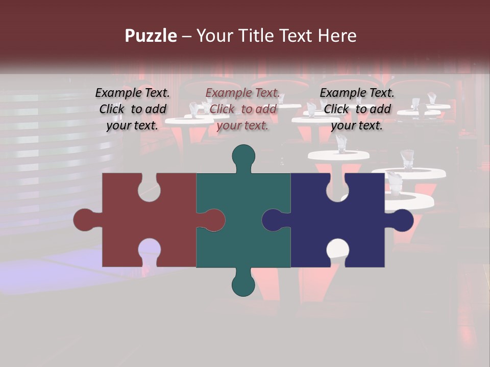 A Restaurant With Tables And Chairs With Red Lighting PowerPoint Template