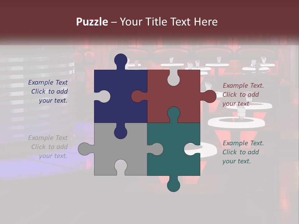 A Restaurant With Tables And Chairs With Red Lighting PowerPoint Template