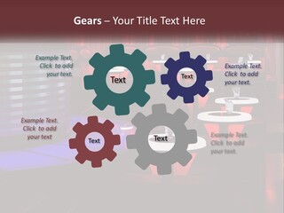 A Restaurant With Tables And Chairs With Red Lighting PowerPoint Template