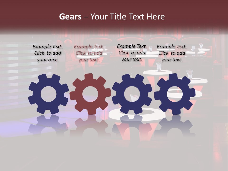 A Restaurant With Tables And Chairs With Red Lighting PowerPoint Template