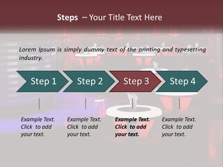 A Restaurant With Tables And Chairs With Red Lighting PowerPoint Template