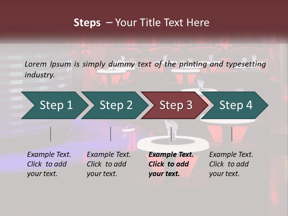 A Restaurant With Tables And Chairs With Red Lighting PowerPoint Template