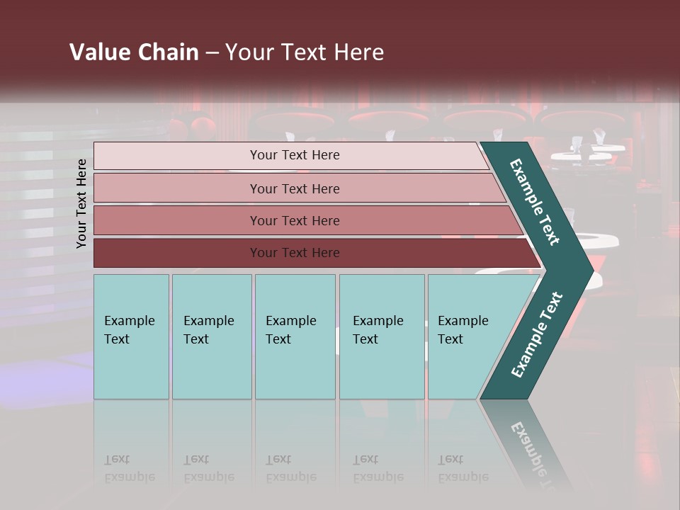 A Restaurant With Tables And Chairs With Red Lighting PowerPoint Template