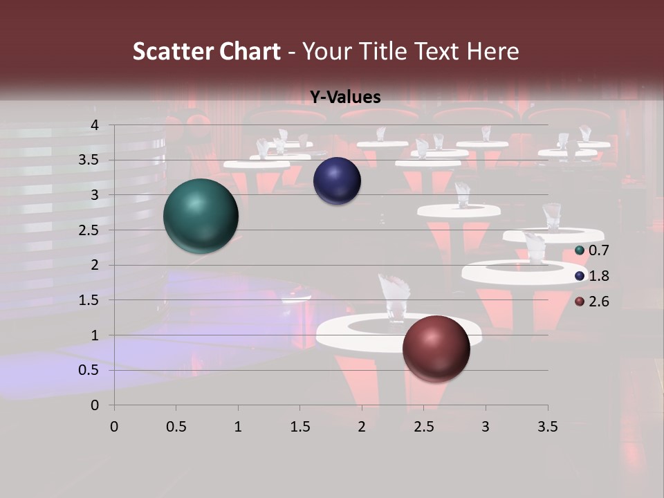 A Restaurant With Tables And Chairs With Red Lighting PowerPoint Template