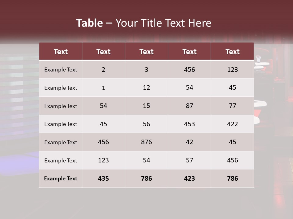 A Restaurant With Tables And Chairs With Red Lighting PowerPoint Template