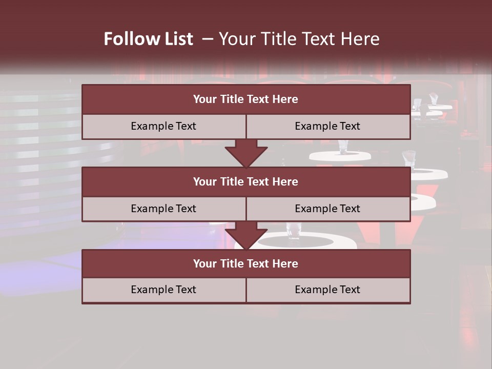 A Restaurant With Tables And Chairs With Red Lighting PowerPoint Template