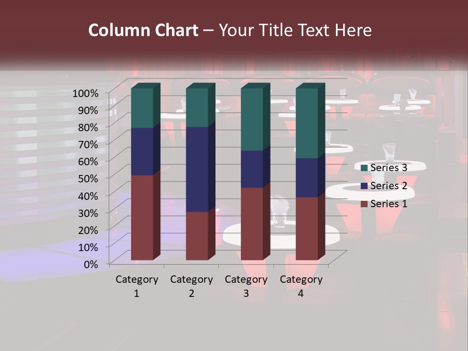 A Restaurant With Tables And Chairs With Red Lighting PowerPoint Template