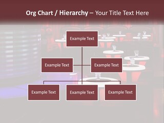 A Restaurant With Tables And Chairs With Red Lighting PowerPoint Template