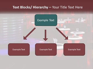 A Restaurant With Tables And Chairs With Red Lighting PowerPoint Template