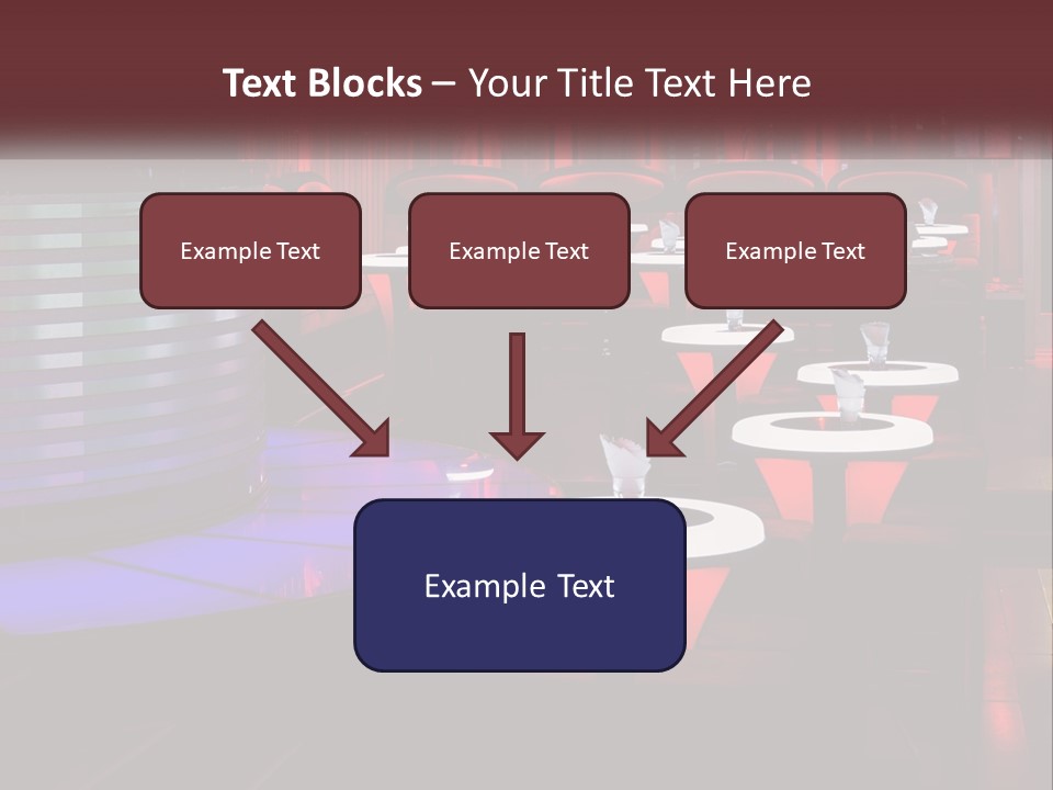 A Restaurant With Tables And Chairs With Red Lighting PowerPoint Template