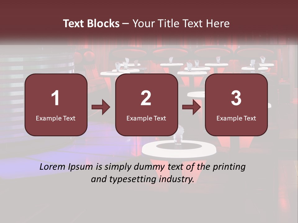 A Restaurant With Tables And Chairs With Red Lighting PowerPoint Template