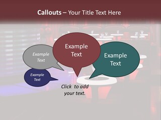 A Restaurant With Tables And Chairs With Red Lighting PowerPoint Template
