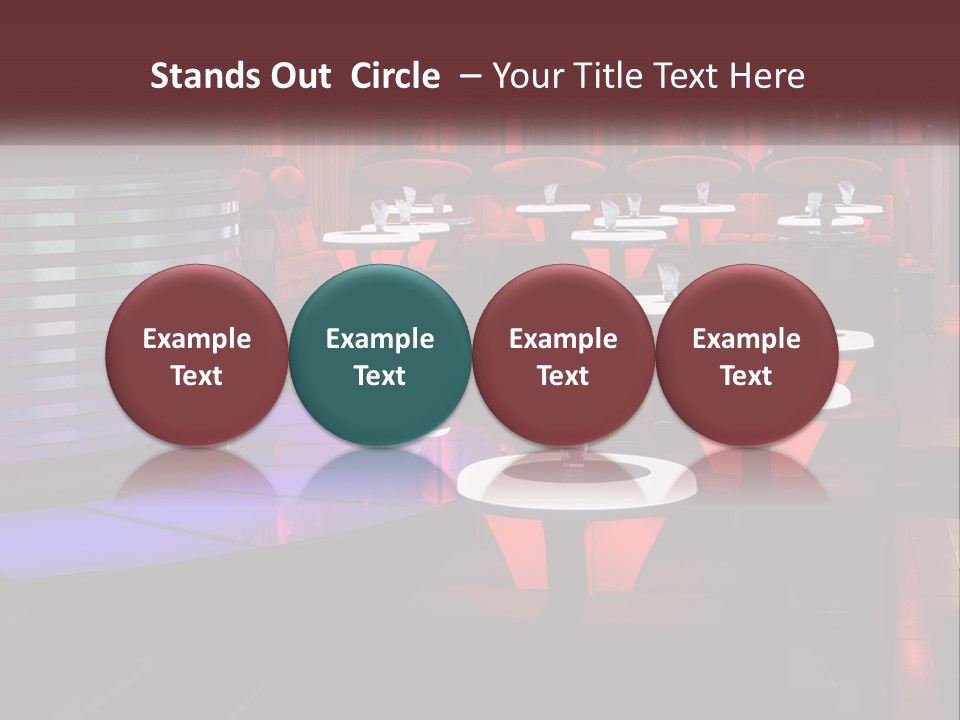 A Restaurant With Tables And Chairs With Red Lighting PowerPoint Template