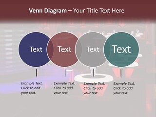 A Restaurant With Tables And Chairs With Red Lighting PowerPoint Template