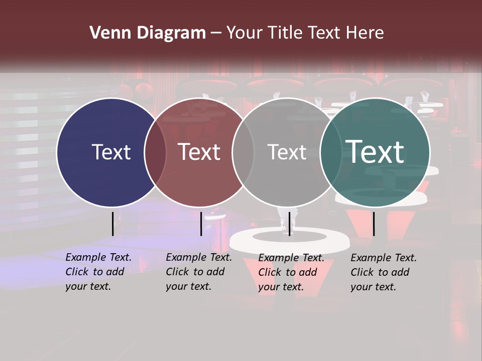A Restaurant With Tables And Chairs With Red Lighting PowerPoint Template