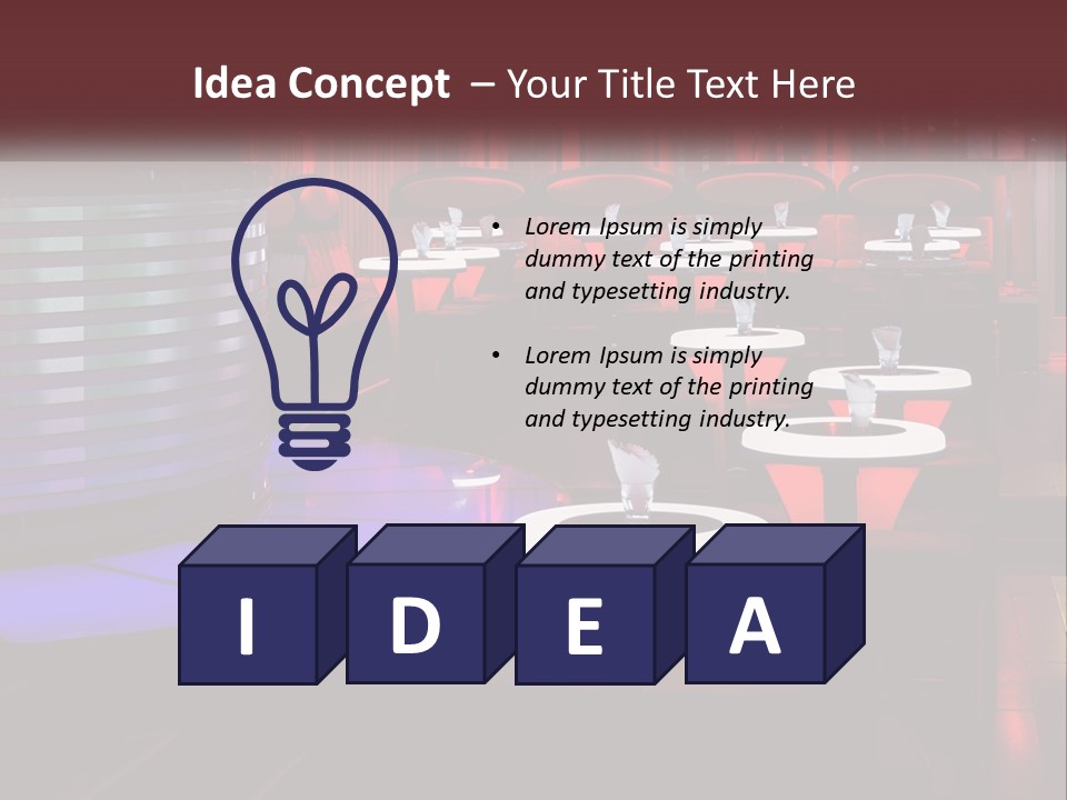 A Restaurant With Tables And Chairs With Red Lighting PowerPoint Template