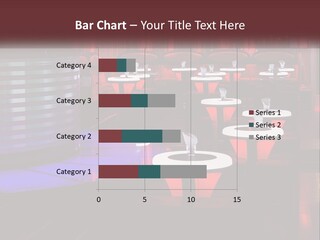 A Restaurant With Tables And Chairs With Red Lighting PowerPoint Template
