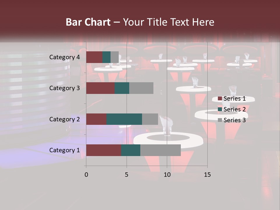 A Restaurant With Tables And Chairs With Red Lighting PowerPoint Template