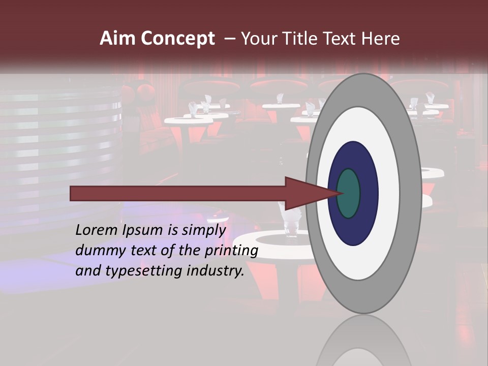 A Restaurant With Tables And Chairs With Red Lighting PowerPoint Template