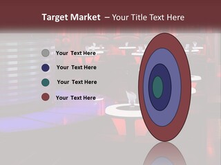 A Restaurant With Tables And Chairs With Red Lighting PowerPoint Template