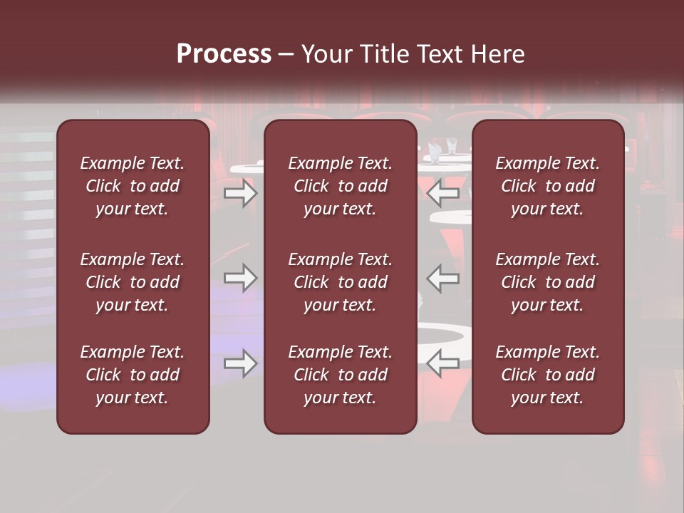 A Restaurant With Tables And Chairs With Red Lighting PowerPoint Template