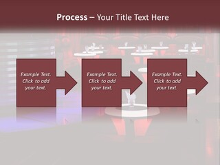 A Restaurant With Tables And Chairs With Red Lighting PowerPoint Template