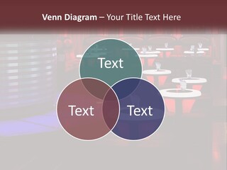 A Restaurant With Tables And Chairs With Red Lighting PowerPoint Template