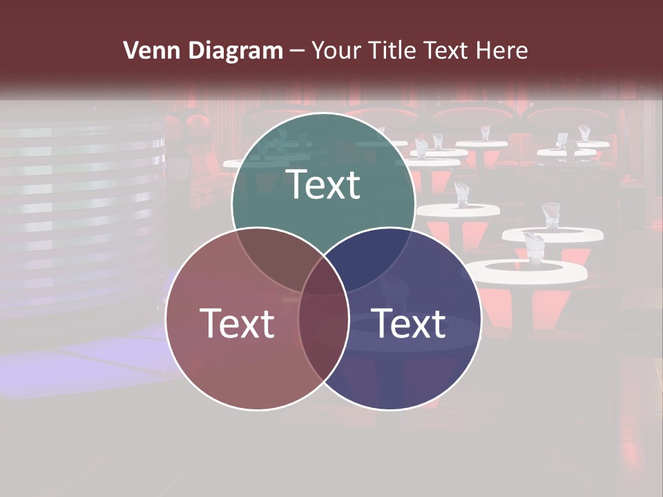 A Restaurant With Tables And Chairs With Red Lighting PowerPoint Template