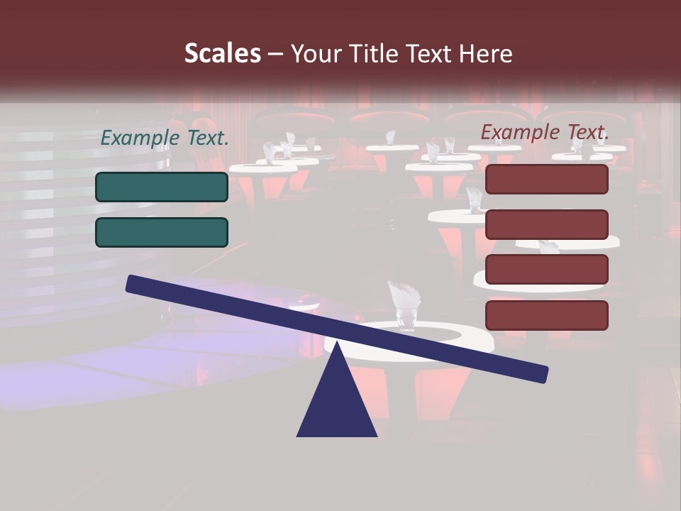 A Restaurant With Tables And Chairs With Red Lighting PowerPoint Template