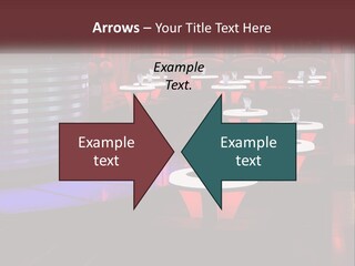 A Restaurant With Tables And Chairs With Red Lighting PowerPoint Template