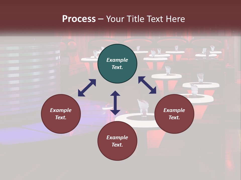 A Restaurant With Tables And Chairs With Red Lighting PowerPoint Template