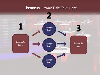 A Restaurant With Tables And Chairs With Red Lighting PowerPoint Template