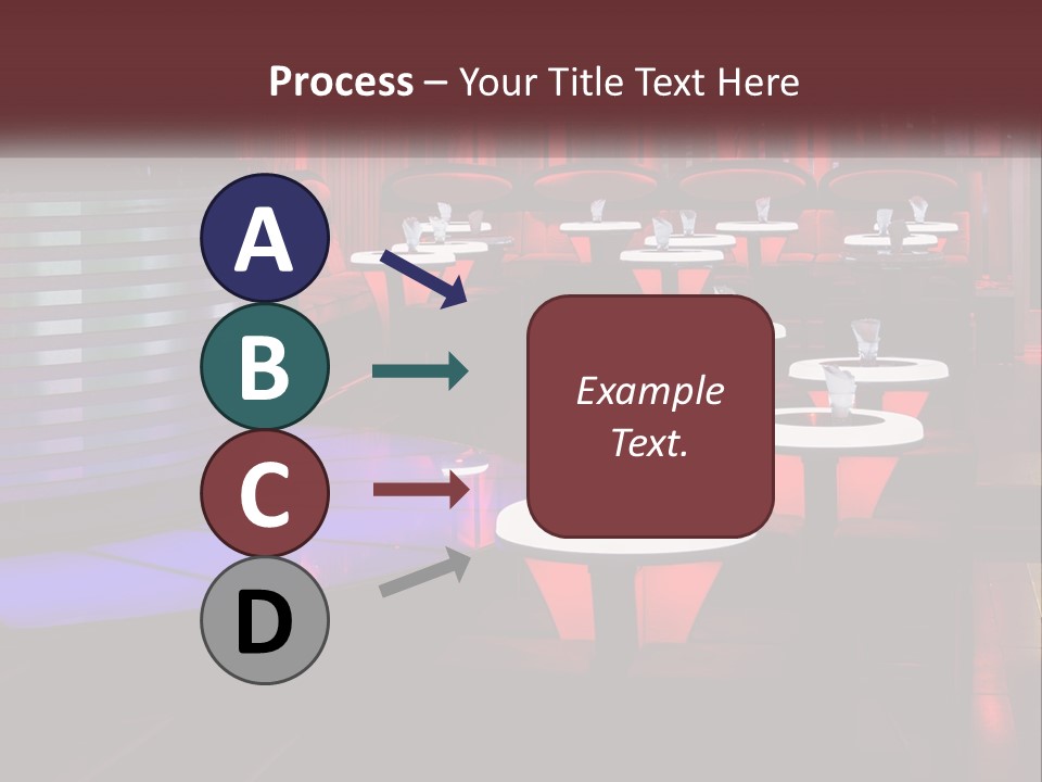 A Restaurant With Tables And Chairs With Red Lighting PowerPoint Template