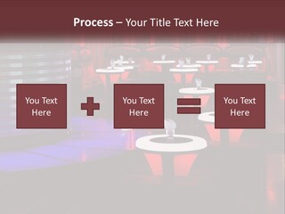 A Restaurant With Tables And Chairs With Red Lighting PowerPoint Template