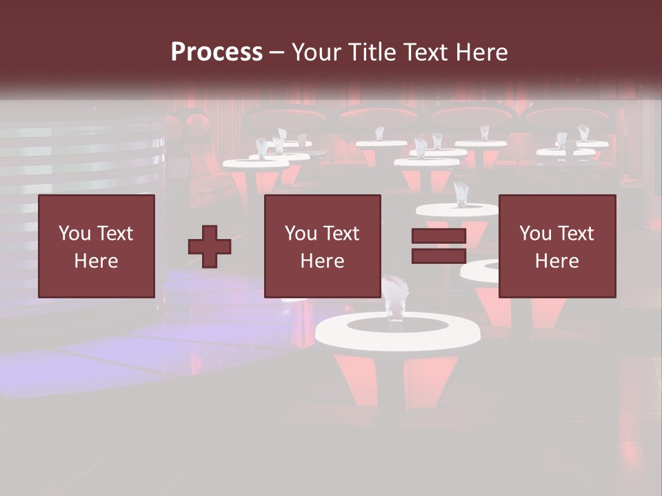 A Restaurant With Tables And Chairs With Red Lighting PowerPoint Template