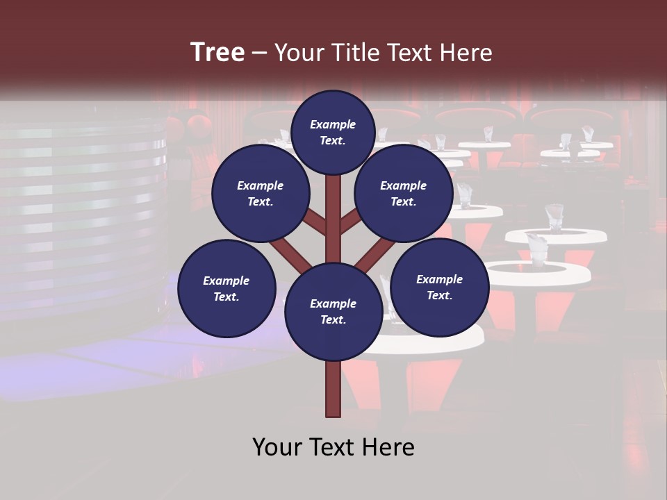 A Restaurant With Tables And Chairs With Red Lighting PowerPoint Template