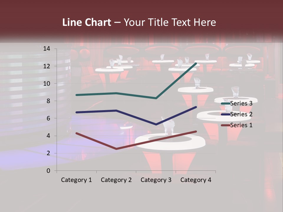 A Restaurant With Tables And Chairs With Red Lighting PowerPoint Template