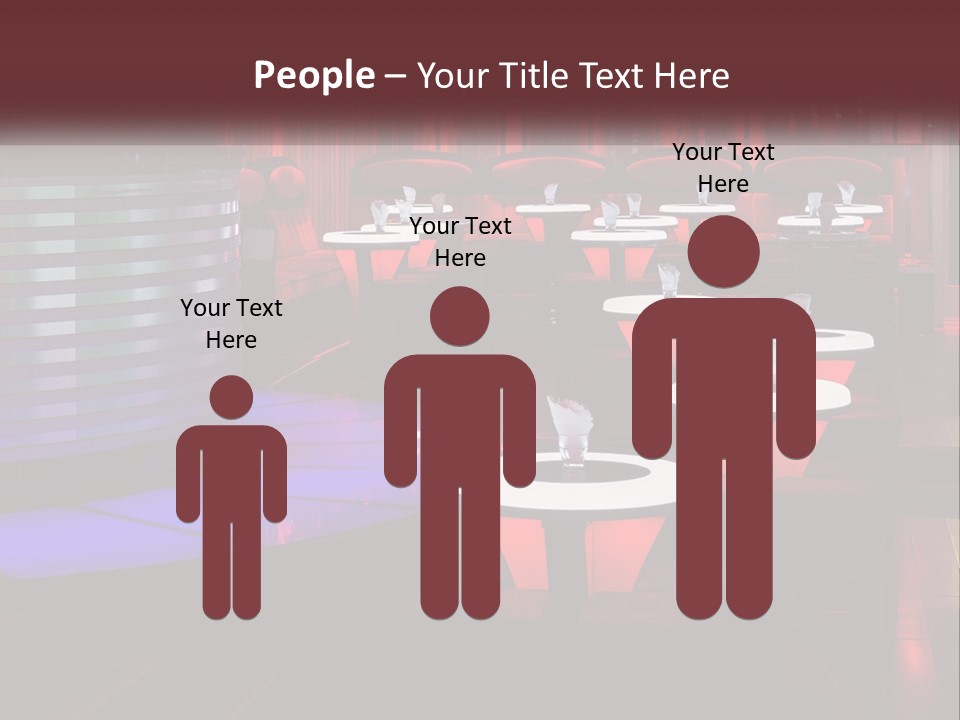 A Restaurant With Tables And Chairs With Red Lighting PowerPoint Template