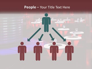 A Restaurant With Tables And Chairs With Red Lighting PowerPoint Template