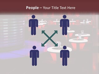 A Restaurant With Tables And Chairs With Red Lighting PowerPoint Template